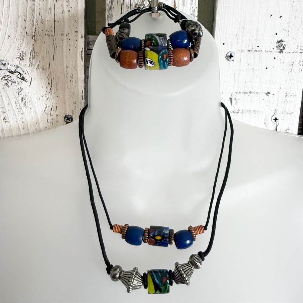 Boho Handmade Hippie Necklace Bracelet 2 Matching Sets 4 Pc Mix Beaded Festival‎